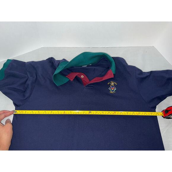 US Navy USS Decatur Shirt Mens Size LARGE Polo Color block VTG 90s Jerzees Brand - Picture 10 of 13